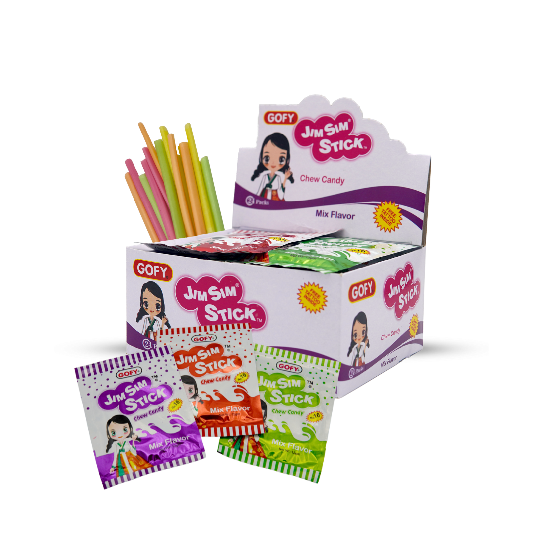 Jim Sim Stick with Surprise Tattoo Stickers Inside - Pack of 24 Pcs