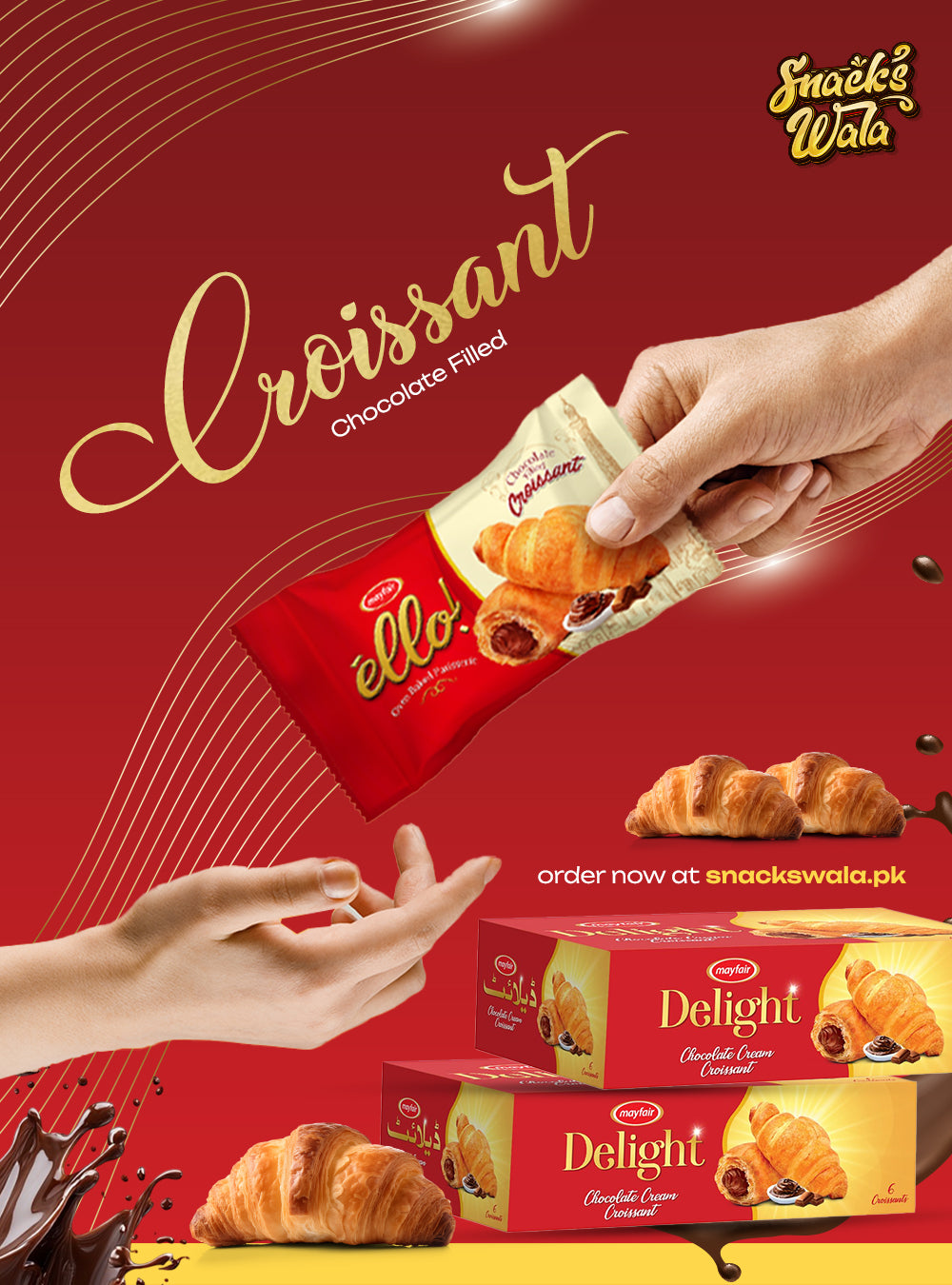 Mayfair Delight - Croissant Chocolate Filling Inside - 6 pieces